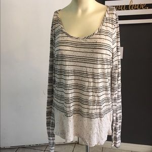 Stitch fix olive oak oatmeal black stripe LS XL